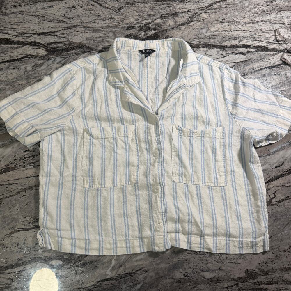 Women's Buffalo Blouse Top Short Sleeve Fashion Shirt - XL